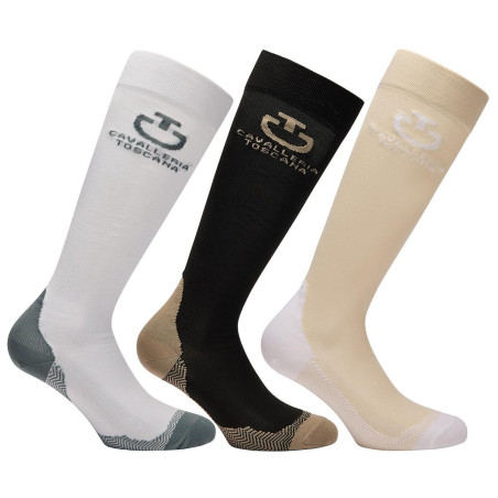 Skarpety jeździeckie Cavalleria Toscana  CT Jacquard Logo - zestaw 3 par