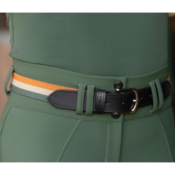 Pasek jeździecki W26 forest green/beige/orange