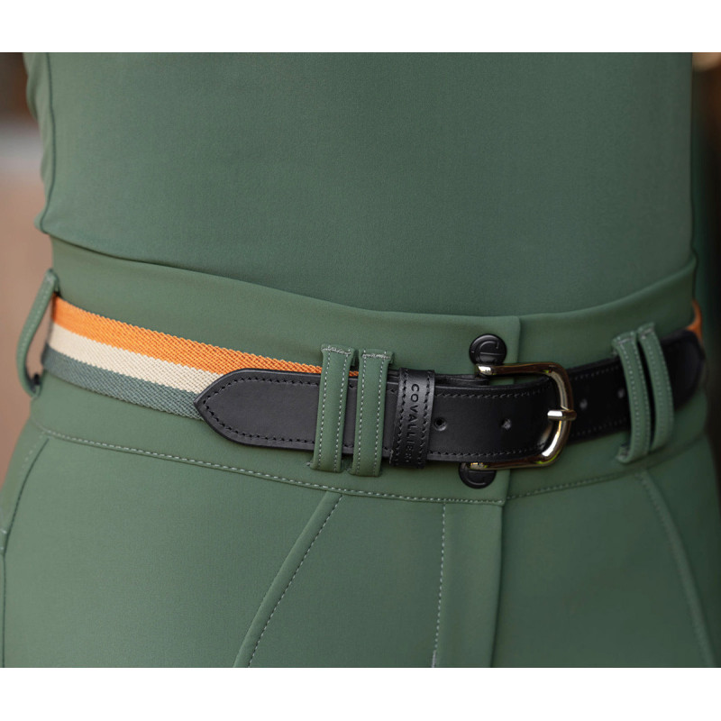 Pasek jeździecki W26 forest green/beige/orange
