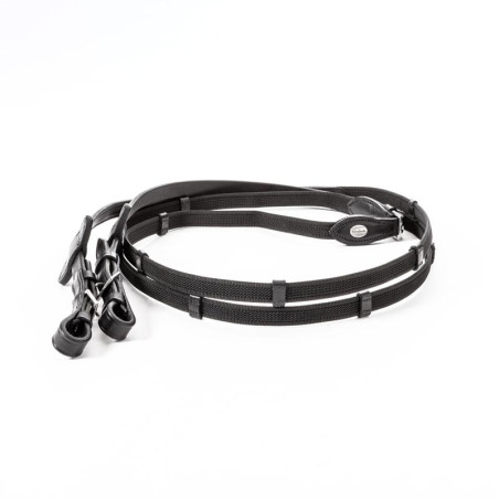 Wodze parciane gumowane ze stoperami 20mm czarne