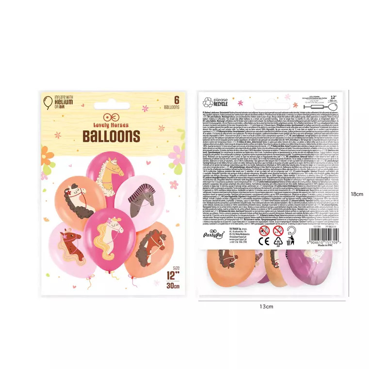 Balony Koniki 30cm 6szt. zestaw
