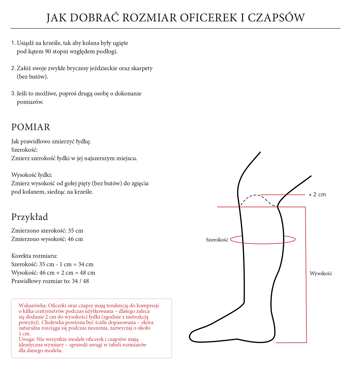 Jak dobrać rozmiar oficerek i czapsów